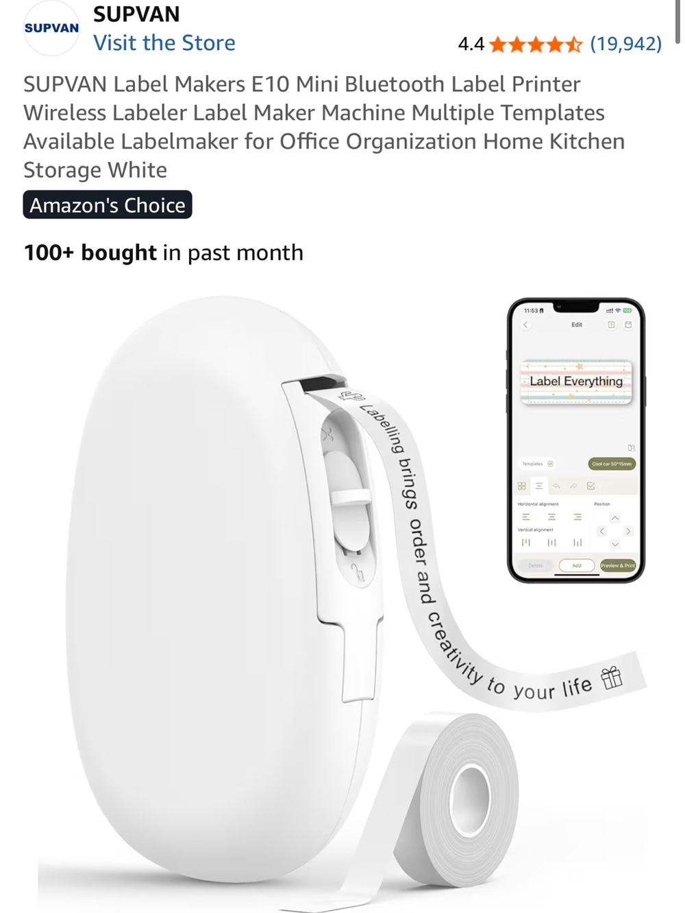 Supvan Mini Bluetooth Thermal Label Maker